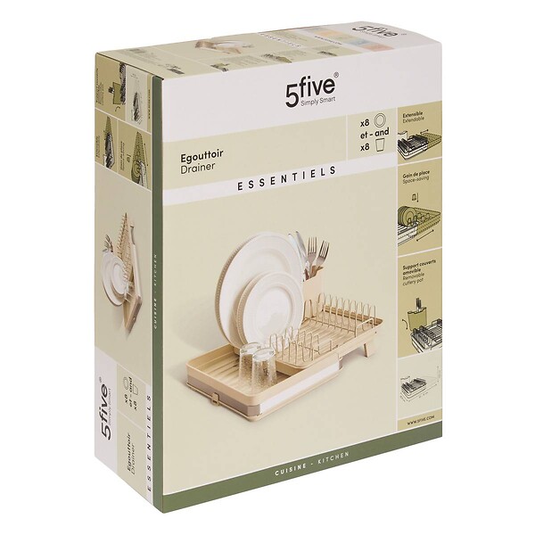 5 FIVE SIMPLY SMART - Égouttoir extensible 1 niveau Essentiels beige - large