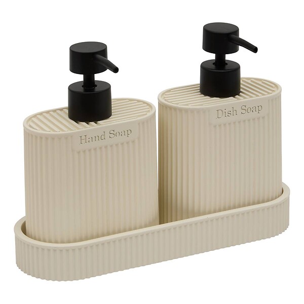 5 FIVE SIMPLY SMART - Distributeur de savon Terra ovale 375ml beige - large