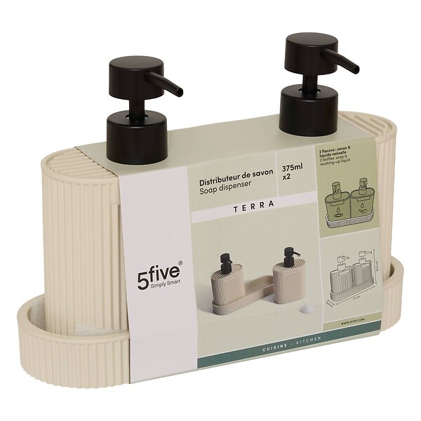 5 FIVE SIMPLY SMART - Distributeur de savon Terra ovale 375ml beige - large