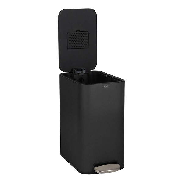 5 FIVE SIMPLY SMART - Poubelle slim rectangulaire à pédale Delta 20L noir - large