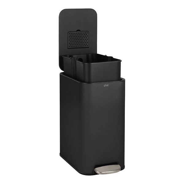 5 FIVE SIMPLY SMART - Poubelle slim rectangulaire à pédale Delta 20L noir - large