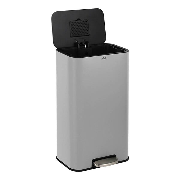 5 FIVE SIMPLY SMART - Poubelle rectangulaire à pédale Delta 30L gris - large