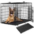 TECTAKE - Cage pour chien Luna, pliable, avec 2 portes noir - vignette
