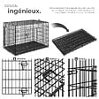 TECTAKE - Cage pour chien Luna, pliable, avec 2 portes noir - vignette