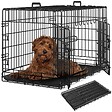 TECTAKE - Cage pour chien Luna, pliable, avec 2 portes noir - vignette