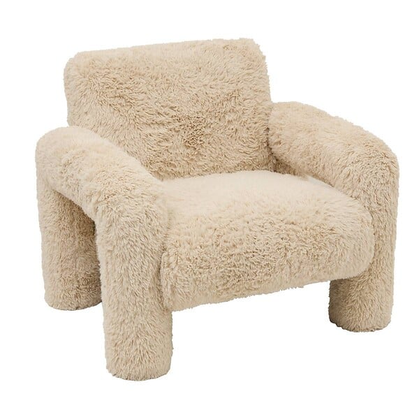 ATMOSPHERA - Fauteuil Elyon fourrure H.72cm beige - large