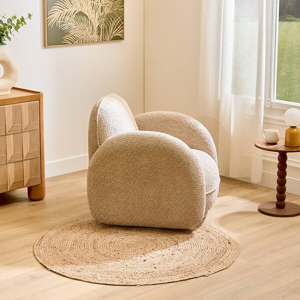 ATMOSPHERA - Fauteuil pivotant Fiva H.78cm beige - large