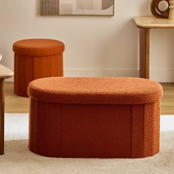 ATMOSPHERA - Pouf Fink ovale pliable 38x76cm ambre - large