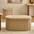 ATMOSPHERA - Pouf Fink ovale pliable 38x76cm beige - vignette