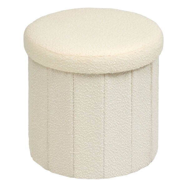 ATMOSPHERA - Pouf Fink rond pliable D.38cm blanc - large