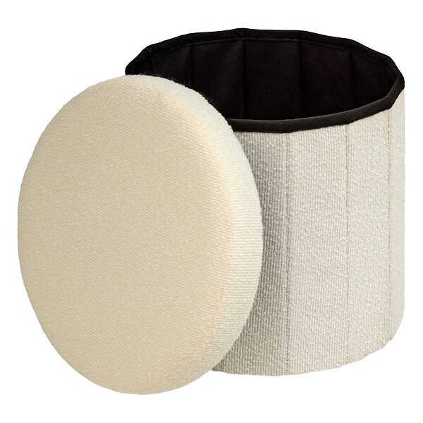 ATMOSPHERA - Pouf Fink rond pliable D.38cm blanc - large