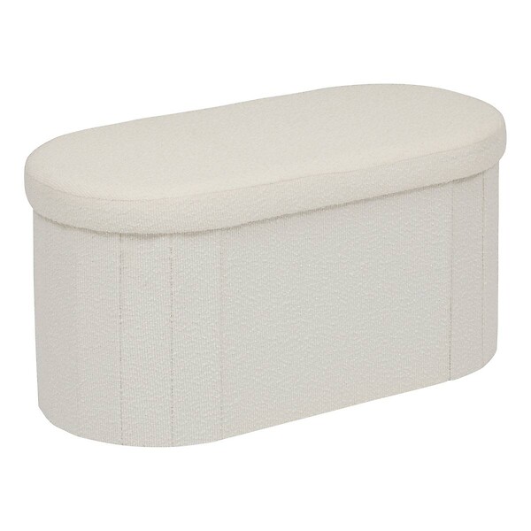 ATMOSPHERA - Pouf Fink ovale pliable 38x76cm blanc - large