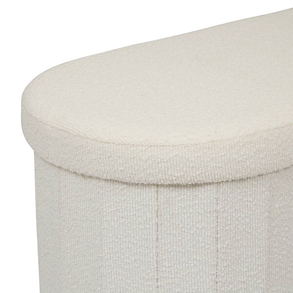 ATMOSPHERA - Pouf Fink ovale pliable 38x76cm blanc - large