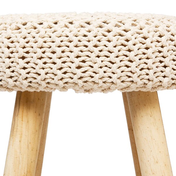 ATMOSPHERA - Tabouret "Suzette" tricot beige - large