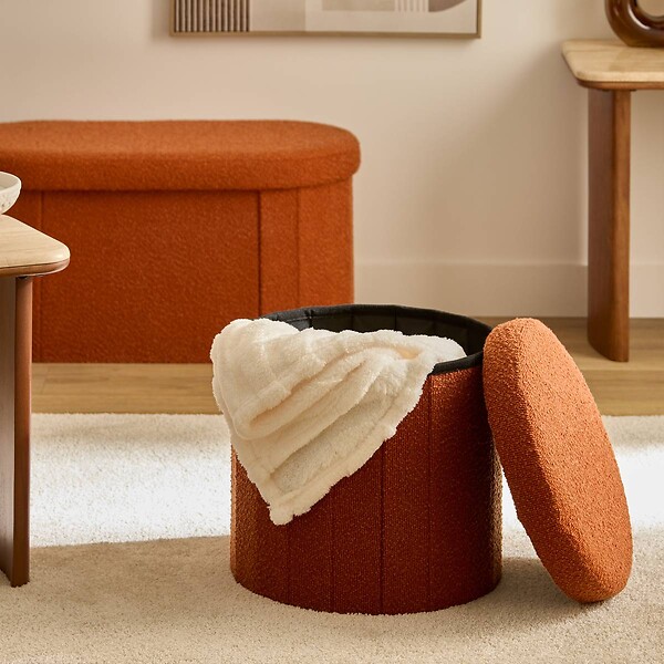 ATMOSPHERA - Pouf Fink rond pliable D.38cm ambre - large