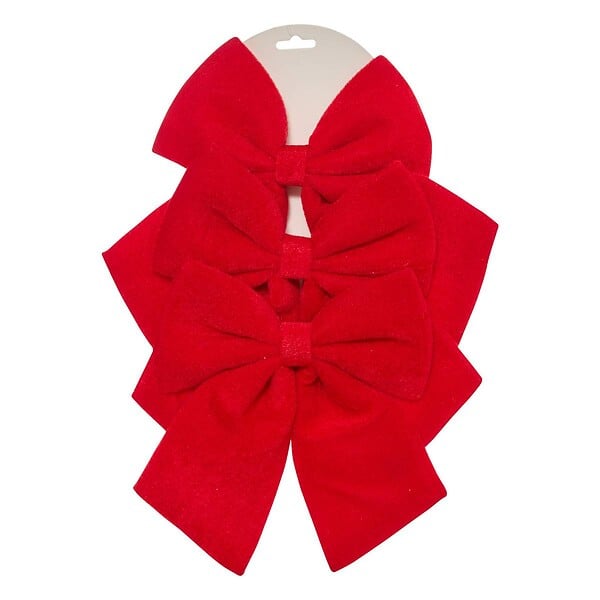 FEERIC LIGHTS & CHRISTMAS - SET NOEUD X3 VELOURS RGE 24X20 - large