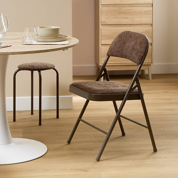 5 FIVE SIMPLY SMART - Chaise pliante avec assise renforcée velours Flexy+ marron - large