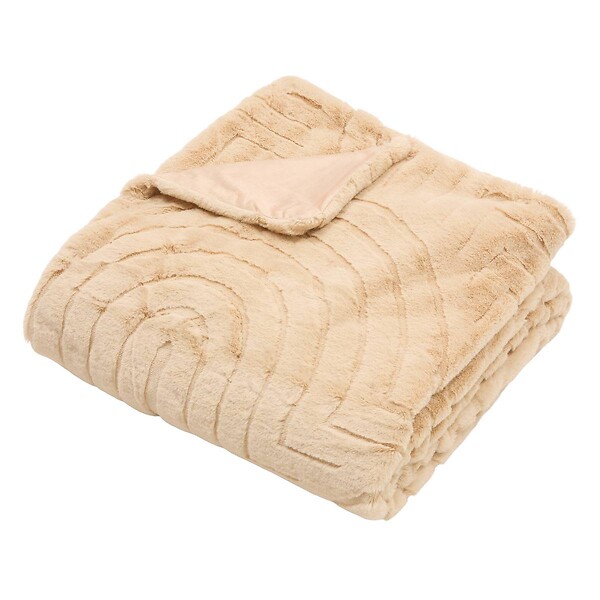 ATMOSPHERA - Plaid Arka 180x230cm effet fausse fourrure beige - large