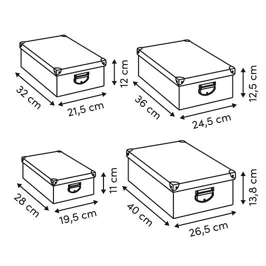 5 FIVE SIMPLY SMART - Lot de 4 boîtes unies Box' rectangulaires kaki et orange - large