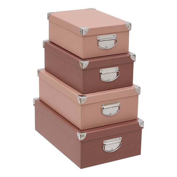 5 FIVE SIMPLY SMART - Lot de 4 boîtes unies Box' rectangulaires rose - large
