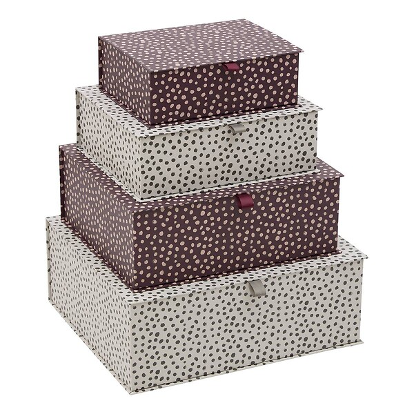 5 FIVE SIMPLY SMART - Lot de 4 boîtes Boxtab imprimé à pois - large
