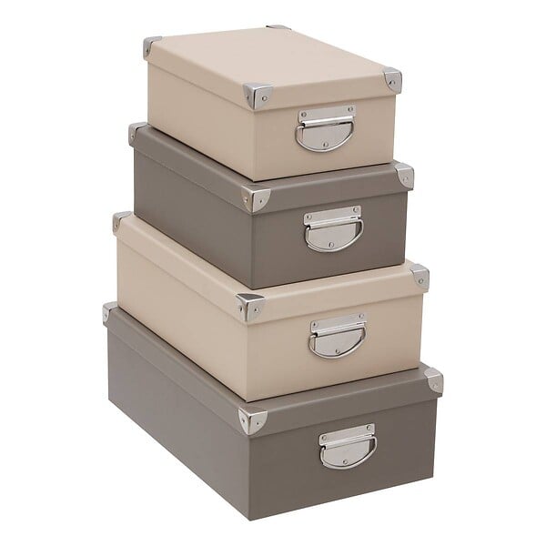 5 FIVE SIMPLY SMART - Lot de 4 boîtes unies Box' rectangulaires beige - large