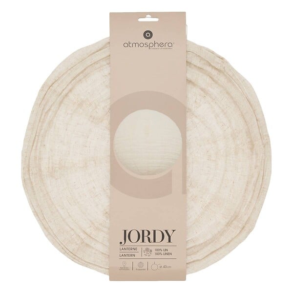 ATMOSPHERA - Lanterne boule Jordy en lin D.43cm blanc - large