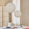 ATMOSPHERA - Lanterne boule Jordy en lin D.43cm blanc - vignette