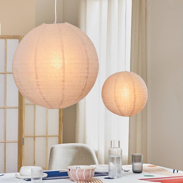 ATMOSPHERA - Lanterne boule Jordy D.57cm en lin blanc - large