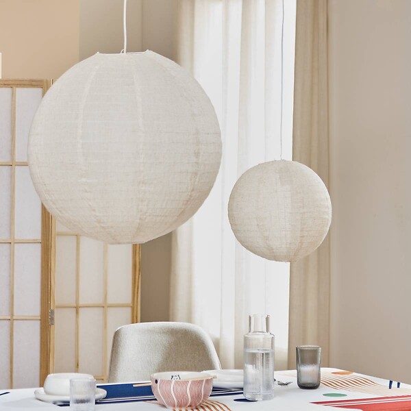 ATMOSPHERA - Lanterne boule Jordy D.57cm en lin blanc - large
