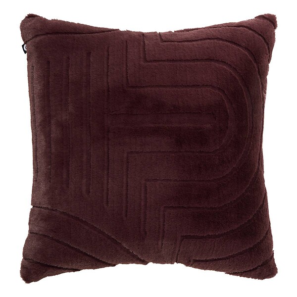 ATMOSPHERA - Coussin Arka carré 45x45cm effet fausse fourrure marron - large