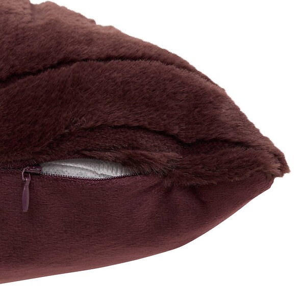 ATMOSPHERA - Coussin Arka carré 45x45cm effet fausse fourrure marron - large