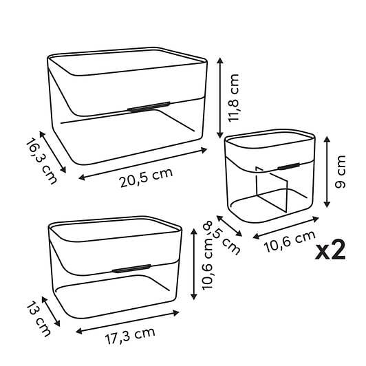 5 FIVE SIMPLY SMART - Organiseur de tiroir 4 pièces transparent - large