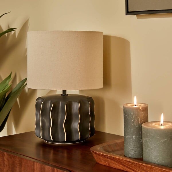 ATMOSPHERA - Lampe Malya cylindrique H.35cm noir - large