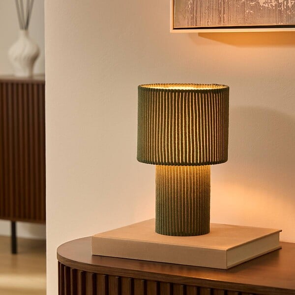 ATMOSPHERA - Lampe Jolina cylindrique H.28cm vert - large