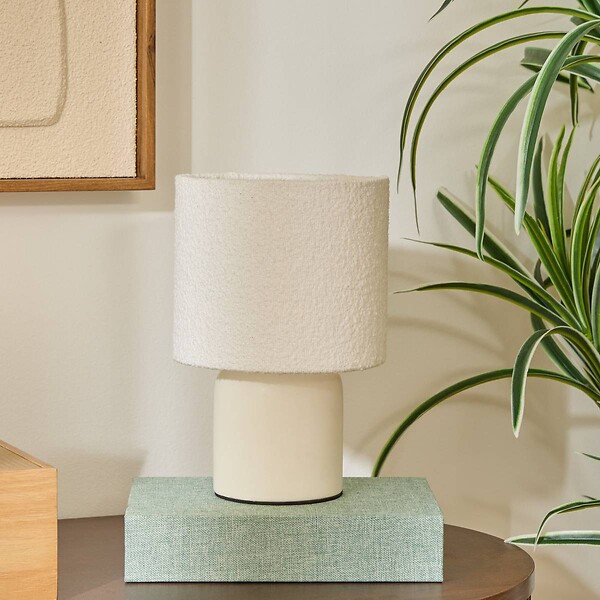 ATMOSPHERA - Lampe Kelia cylindrique H.23cm blanc - large