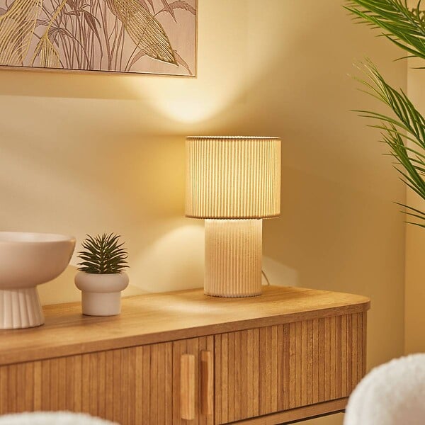 ATMOSPHERA - Lampe Jolina cylindrique H.28cm beige - large