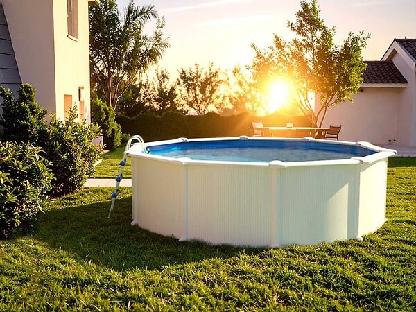 GRE - Kit piscine acier blanc Gré Fidji ronde 4,80 x 1,22 m + Tapis de sol - large
