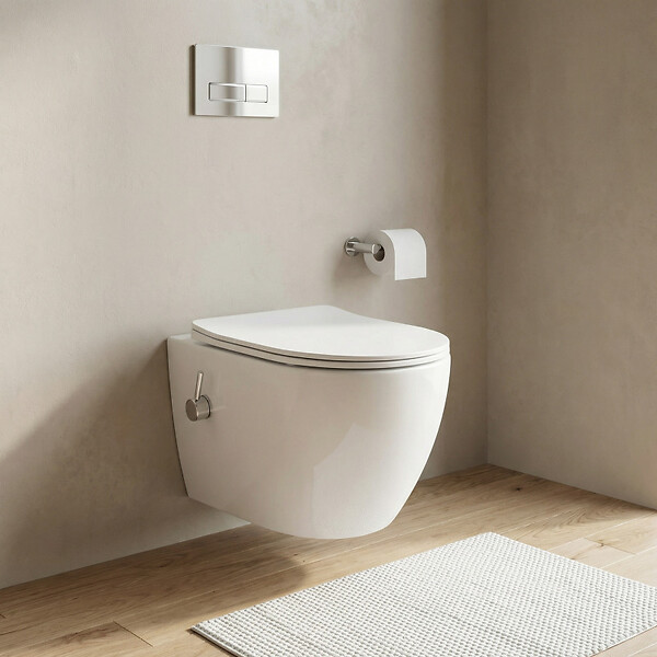 SWISS AQUA TECHNOLOGIES - Fusion WC japonais suspendu sans bride, chasse d'eau Vortex + abattant SoftClose, blanc (SATFUS11BFC) - large