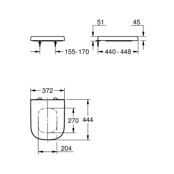 GROHE - Grohe Euro Ceramic Abattant WC déclipsable Duroplast, charnières en acier inoxydable, blanc (G39331002) - large