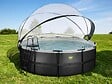 EXIT TOYS - Piscine tubulaire Black Leather ronde 4,27 x 1,22 m avec dôme - Exit Toys - vignette