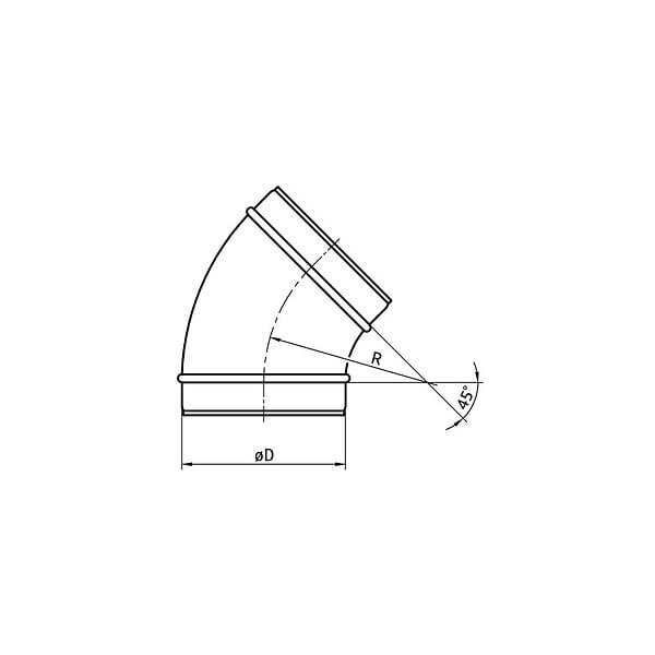 JONCOUX - Coude VMC 45° acier galvanisé pour gaines ventilation - Diamètre (mm): 100 - large