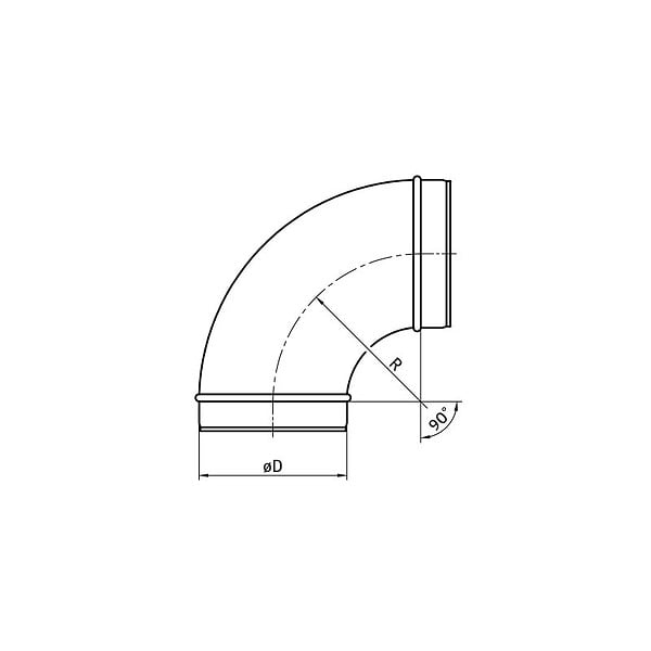 JONCOUX - Coude VMC 90° acier galvanisé pour gaines ventilation - Diamètre (mm): 160 - large