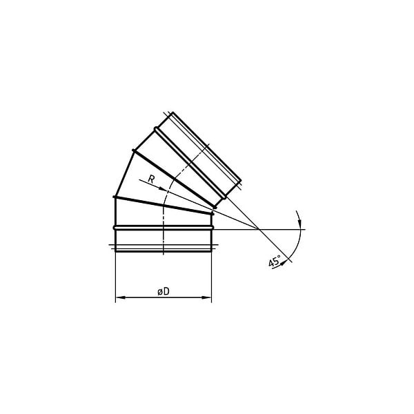 JONCOUX - Coude VMC 45° acier galvanisé pour gaines ventilation - Diamètre (mm): 315 - large