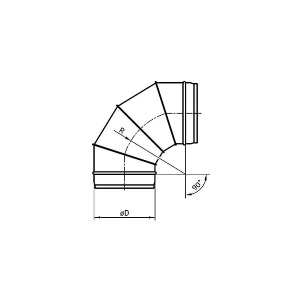JONCOUX - Coude VMC 90° acier galvanisé pour gaines ventilation - Diamètre (mm): 250 - large