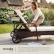 TECTAKE - Bain de soleil métal 6 positions avec roulettes marron marbré - vignette