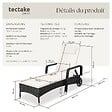 TECTAKE - Bain de soleil métal 6 positions avec roulettes noir/beige - vignette