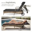 TECTAKE - Bain de soleil résine tressée en métal gris foncé 6 positions coussin intérieur extérieur - vignette