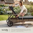 TECTAKE - Bain de soleil résine tressée en métal gris foncé 6 positions coussin intérieur extérieur - vignette