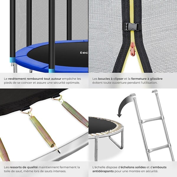 TECTAKE - Trampoline modèle B noir/bleu - large